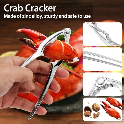 suoundey Seafood Cracker Tool Set With Lobster Sheller Stainless Steel Crab Crackers Crab Leg Fork Seafood Scissors And Storage Bag - Crab Leg Pick