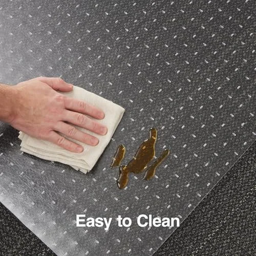 Staples Office Chair Mat, Clear Floor Mats with Lip, Flat-Pile Carpets, Extended Under-Desk Coverage, 35.5" x 47.5 Inch, Smooth Glide
