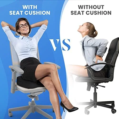 TushGuard Seat Cushion for Office Chair Memory Foam Non-Slip Cushion Back, Relief Chair Pad, Butt Pillow for Office Chair, Car, Computer Desk, Black