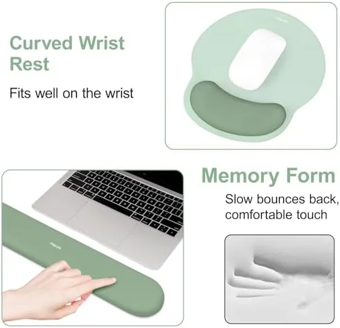 MOSISO Wrist Rest Support for Mouse Pad&Keyboard Set - Circle Curved Ergonomic Mousepad&Coaster Non-Slip Base Home/Office Pain Relief&Easy Typing Pad