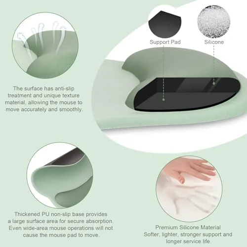 MOSISO Wrist Rest Support for Mouse Pad&Keyboard Set - Circle Curved Ergonomic Mousepad&Coaster Non-Slip Base Home/Office Pain Relief&Easy Typing Pad