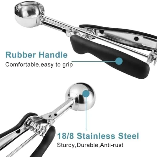 HOMURE H Cookie Scoop Set - Include 1 Tbsp/2 Tbsp/3 Tbsp, Cookie Dough Scoop, Cookie Scoops for Baking Set of 3, 18/8 Stainless Steel, Good Grip