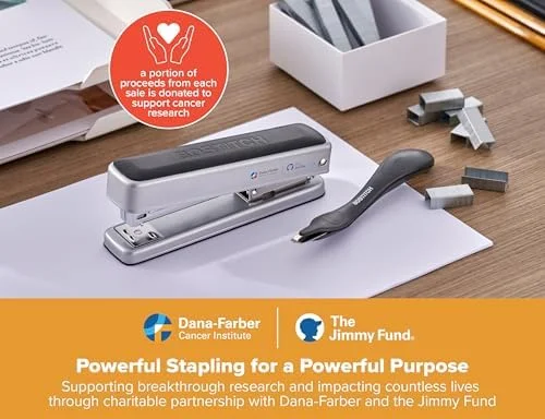 Bostitch Titan Heavy Duty Metal Stapler, 50 Sheet Capacity with 1250 Staples and Ergonomic Staple Remover, Jam Free Stapling, Full Strip Stapler for