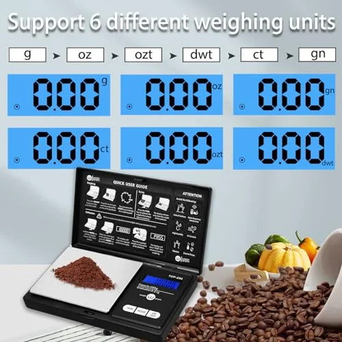 Weigh Gram 200g Digital Pocket Gram Scale 0.01g Accuracy, 200g x 0.01g Mini Digital Grams Scale, Small Food Scale, Jewelry Scale, Ounces Grains Scale