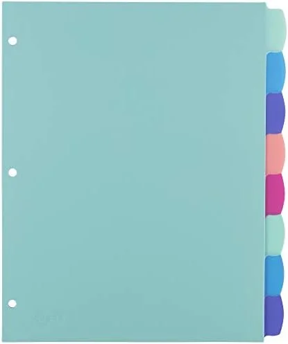 Avery Write & Erase Dividers for 3 Ring Binders - 8 Tabs per Set, Multicolor Big Tabs, Pastels, Binder Dividers Great for Organizing Reports