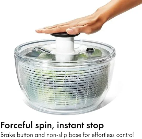 OXO Good Grips Salad Spinner - Lettuce Spinner, Fruit Washer, Fruit Washing Bowl with Strainer, Vegetable Cleaner, Salad Cleaner, Lettuce Washer, 6.22