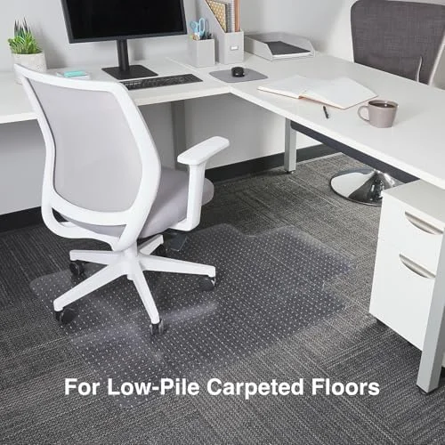 Staples Office Chair Mat, Clear Floor Mats with Lip, Flat-Pile Carpets, Extended Under-Desk Coverage, 35.5" x 47.5 Inch, Smooth Glide