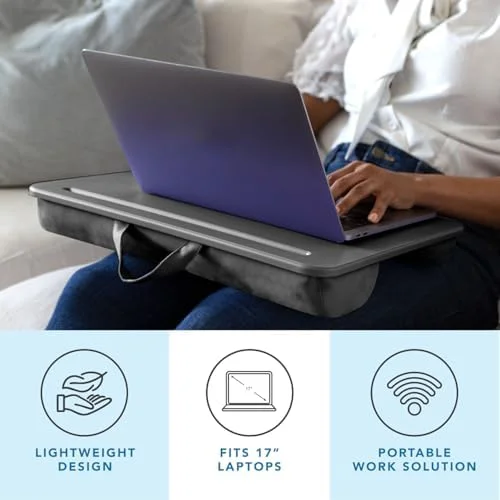 LAPGEAR Original Lap Desk – Fits Up to 17” Laptops – Charcoal – Style No. 45155