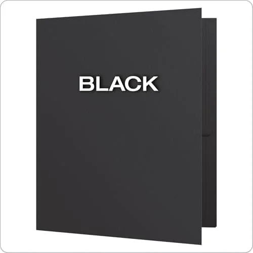Oxford Twin-Pocket Folders - Textured Paper, Letter Size, Black, Holds 100 Sheets, Box of 25 (57506EE), 8-1/2 x 11
