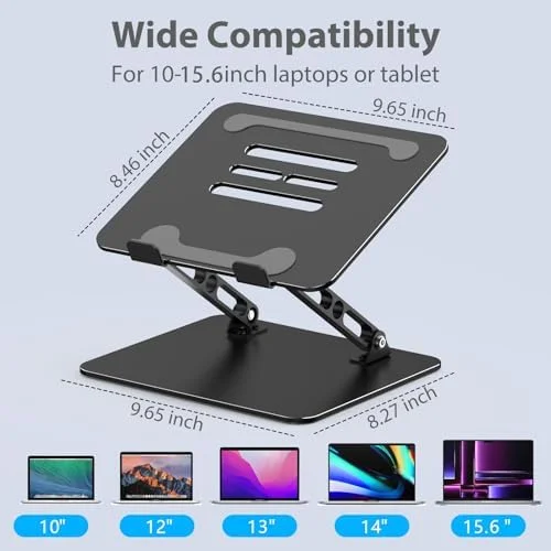 Adjustable Laptop Stand for Desk - Metal Foldable Laptop Riser Holder, Portable Desktop Book Stands, Ventilated Cooling Computer Notebook Stand
