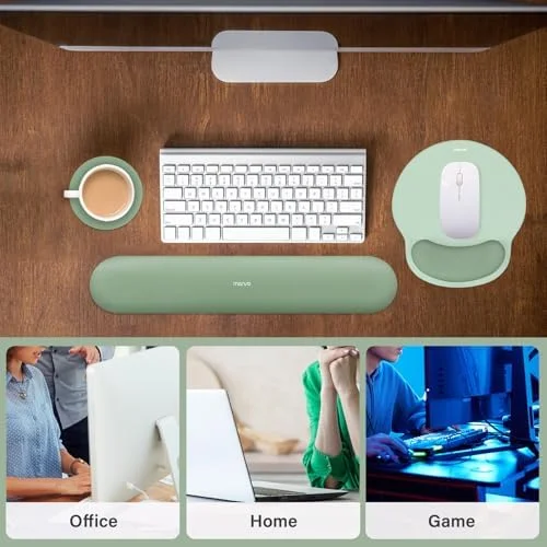 MOSISO Wrist Rest Support for Mouse Pad&Keyboard Set - Circle Curved Ergonomic Mousepad&Coaster Non-Slip Base Home/Office Pain Relief&Easy Typing Pad