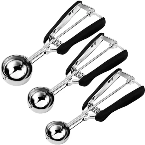 HOMURE H Cookie Scoop Set - Include 1 Tbsp/2 Tbsp/3 Tbsp, Cookie Dough Scoop, Cookie Scoops for Baking Set of 3, 18/8 Stainless Steel, Good Grip