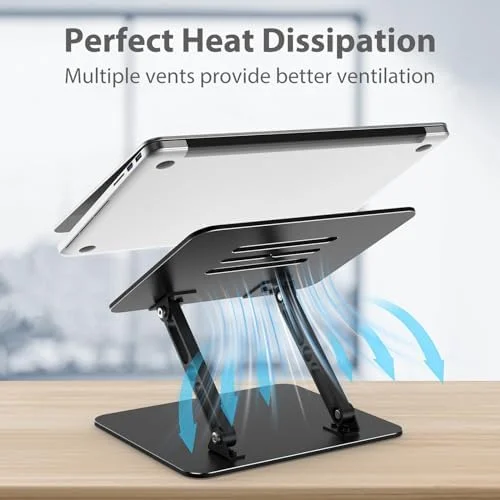 Adjustable Laptop Stand for Desk - Metal Foldable Laptop Riser Holder, Portable Desktop Book Stands, Ventilated Cooling Computer Notebook Stand