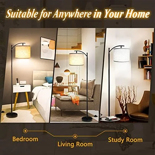 ROTTOGOON Floor Lamp for Living Room with 3 Color Temperatures LED Bulb, Standing Lamp Tall Industrial Floor Lamp Reading for Bedroom, Office (9W LED