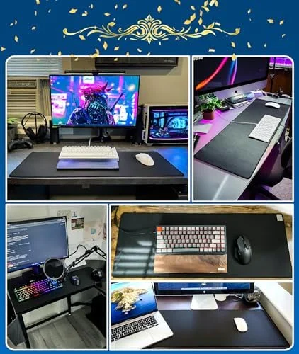 KTRIO Large Gaming Mouse Pad Desk Mat, Superior Micro-Weave Cloth for Precise Mouse Control, Non-Slip Rubber Base, Stitched Edges, Water-Resistant