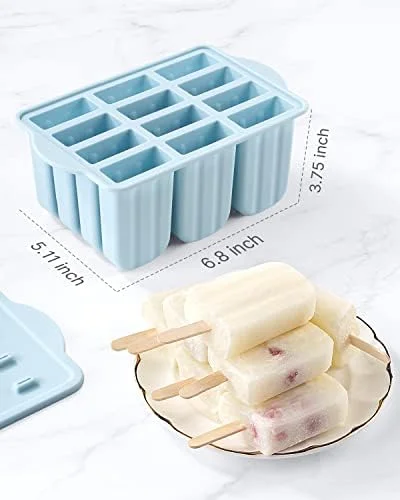 Popsicles Molds, MEETRUE 12 Pieces Silicone Popsicle Molds Easy-Release BPA-free Popsicle Maker Molds Ice Pop Molds Homemade Popsicle Ice Pop Maker