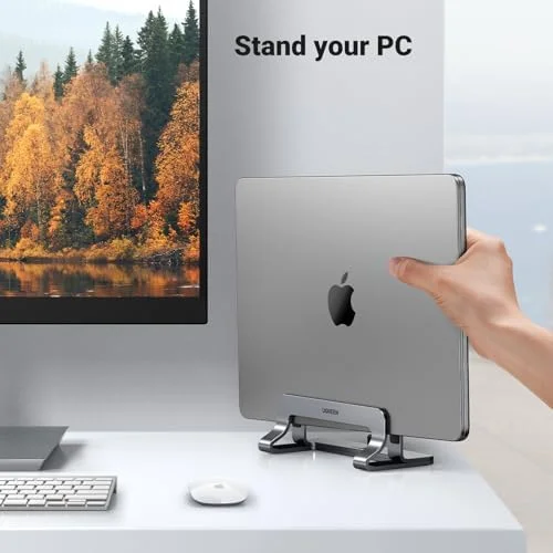 UGREEN Vertical Laptop Stand Holder for Desk Compatible with MacBook Pro, MacBook Air Stand Vertical Aluminum Adjustable for Up to 17.3 Inch Gaming