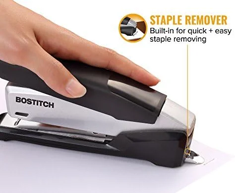 Bostitch Office Executive Metal Desktop Stapler - 3 in 1 Spring Powered Stapler, One Finger, Staple Storage Compartment & Staple Remover, Includes 210