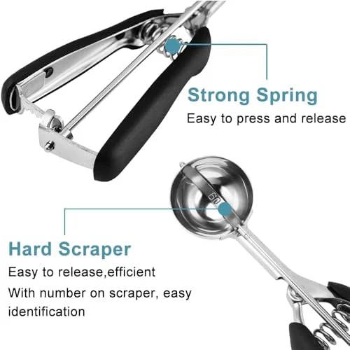 HOMURE H Cookie Scoop Set - Include 1 Tbsp/2 Tbsp/3 Tbsp, Cookie Dough Scoop, Cookie Scoops for Baking Set of 3, 18/8 Stainless Steel, Good Grip