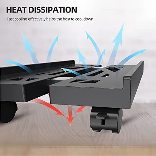 Adjustable Mobile CPU Stand - Ventilated Computer Tower Stand with 4 Caster Wheels Fits Most PC Tower, Under Desk CPU Holder PC Floor Cart Computer
