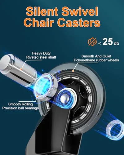 RidRed Office Chair Wheels - Replacement Rubber Wheels - Universal Fit 3 Inch Casters, Heavy-Duty Chair Casters, Noise Free, Fits 98% Chair, for All