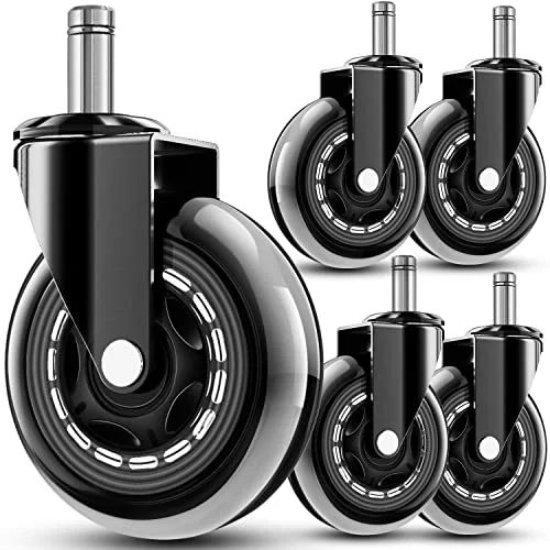 RidRed Office Chair Wheels - Replacement Rubber Wheels - Universal Fit 3 Inch Casters, Heavy-Duty Chair Casters, Noise Free, Fits 98% Chair, for All