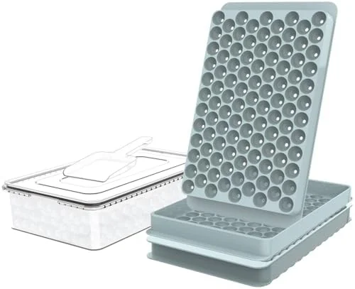 WIBIMEN Mini Ice Cube Trays, 0.55” Tiny Pebble Ice for Iced Coffee & Cocktails, Fast Chill, Easy Twist Release, Stackable with Lid & Storage Bin (2