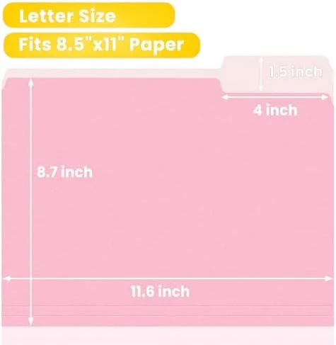 SUNEE File Folders - 30 Pack Manilla Folders 8.5 x 11, Colored File Folders Home Office School Supplies for Documents Files Paper, 6 Bright Colors