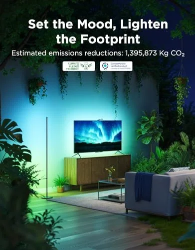 Govee RGBIC Floor Lamp Basic - 1000lm LED Corner Lamp Compatible with SmartThings, Alexa, and Matter, Modern Floor Lamp with Music Sync and 16 Million