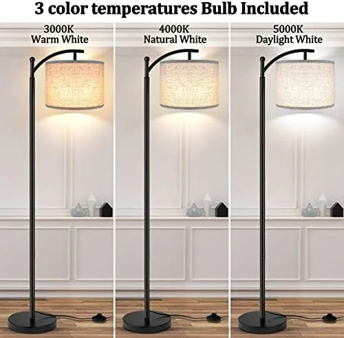 ROTTOGOON Floor Lamp for Living Room with 3 Color Temperatures LED Bulb, Standing Lamp Tall Industrial Floor Lamp Reading for Bedroom, Office (9W LED